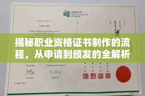 白玉揭秘职业资格证书制作的流程，从申请到颁发的全解析